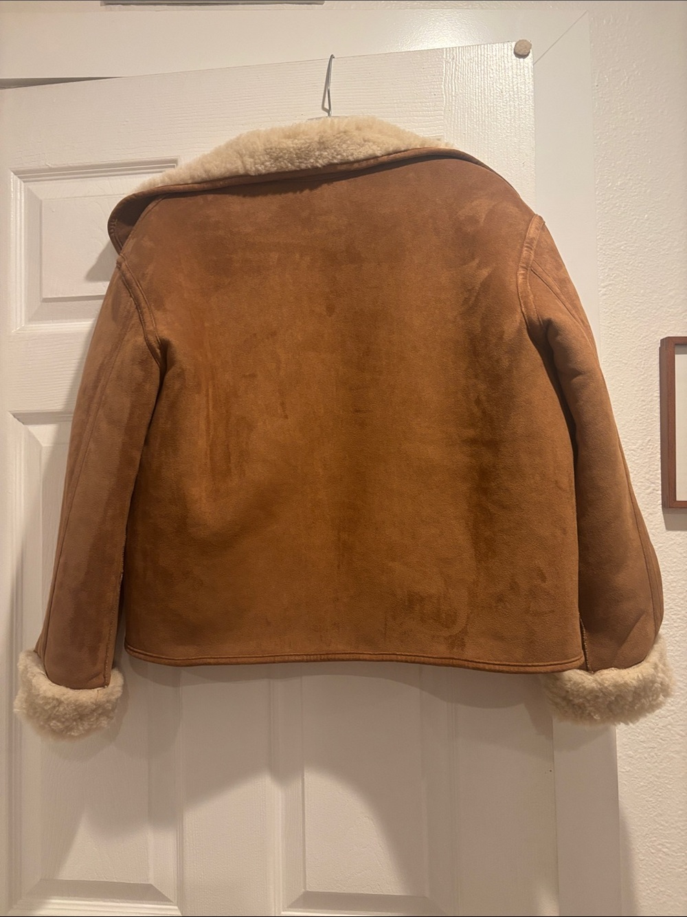 Zara Camel Faux Suede Shearling-Trim Reversible Jacket - Picture 10 of 10
